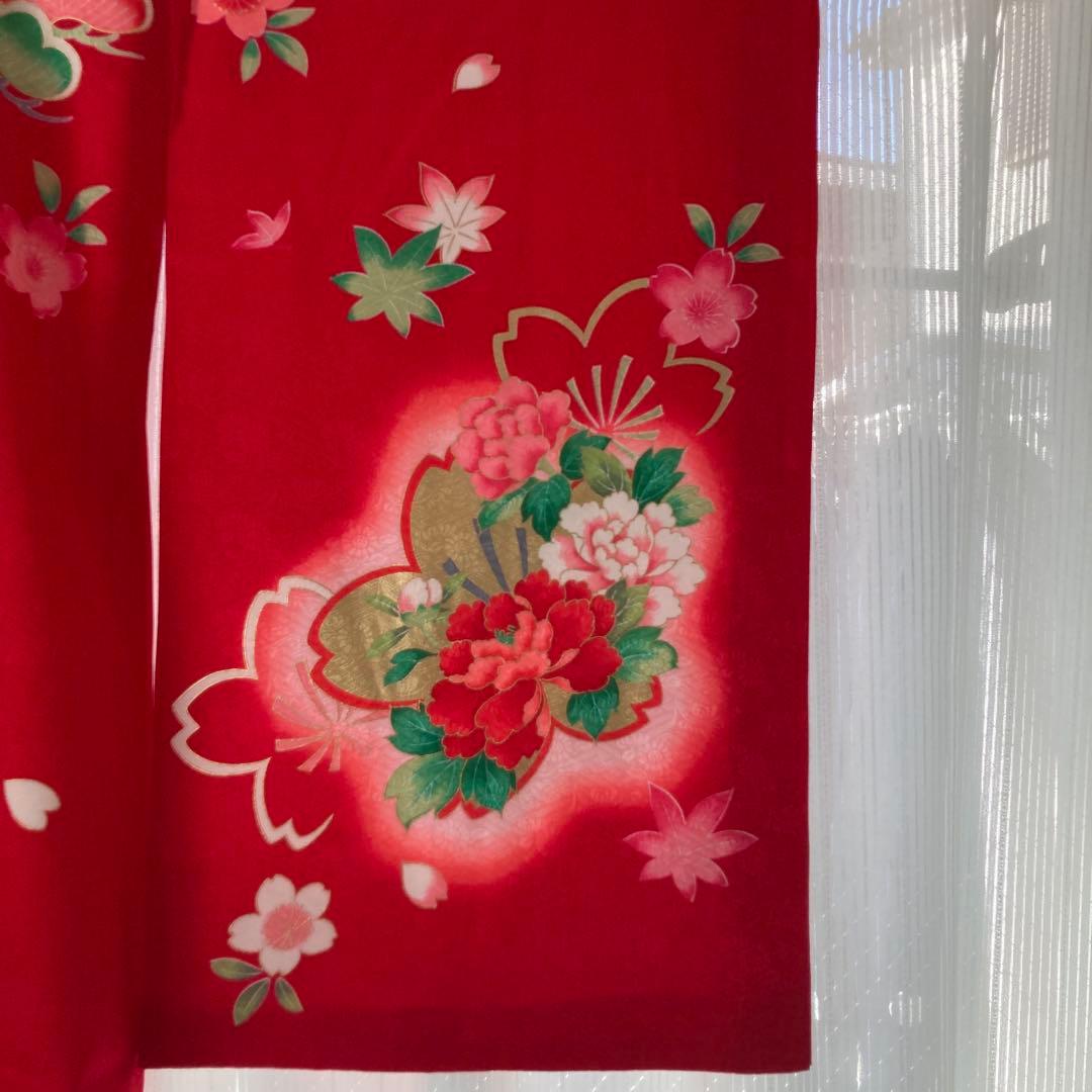 七五三用 赤い花柄 和服