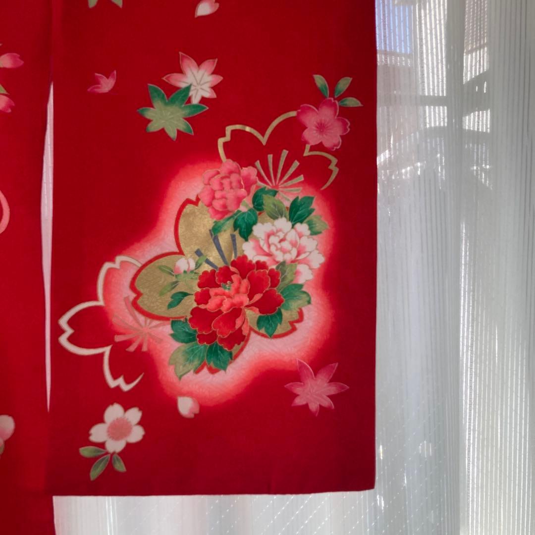 七五三用 赤い花柄 和服