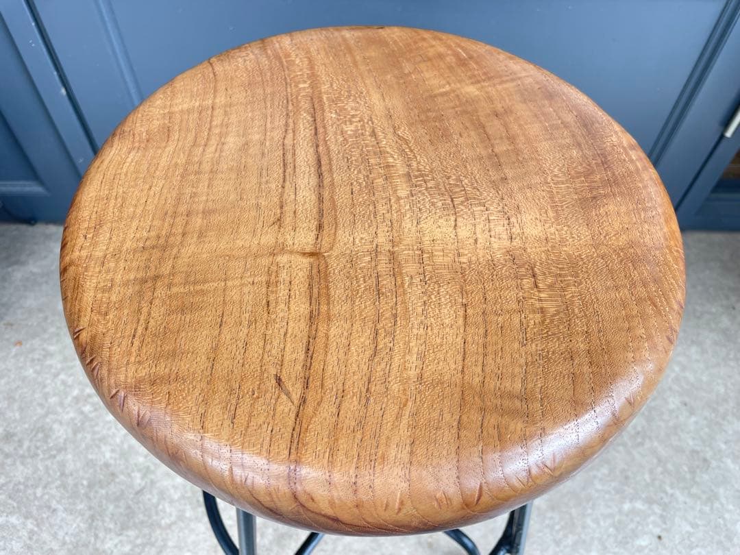 B7107【無垢×アイアン】ラウンドスツール アイアンスツール