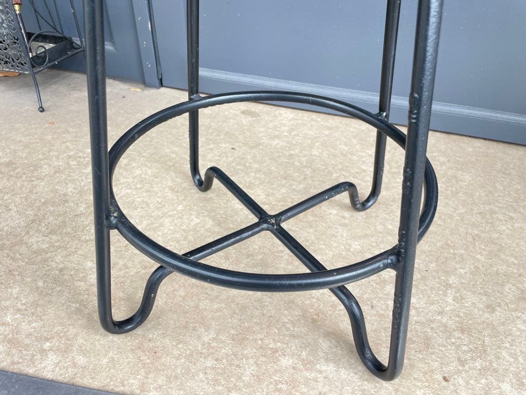 B7107【無垢×アイアン】ラウンドスツール アイアンスツール