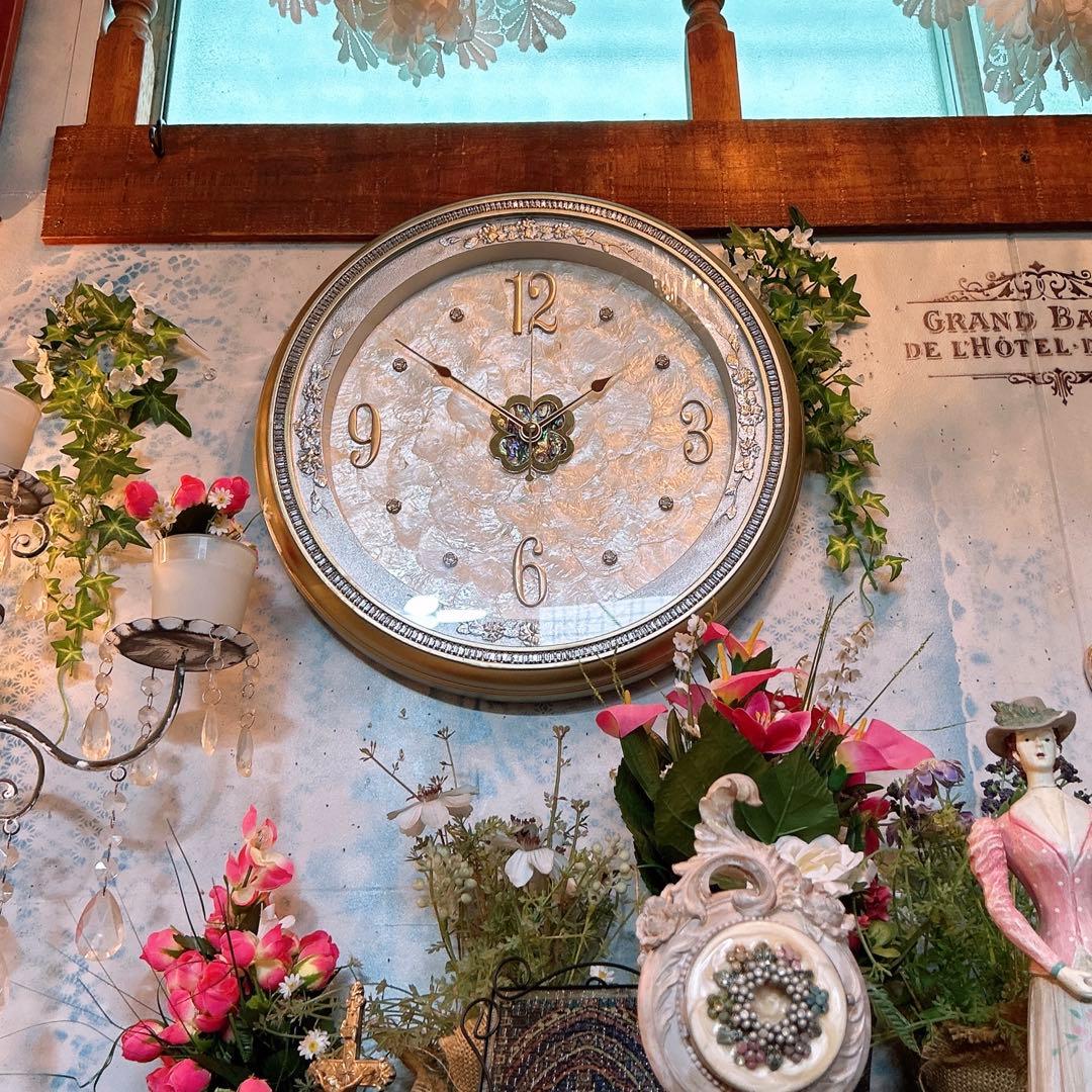 アンティーク雑貨 Victorian ウォールクロック カピスシェル 壁掛