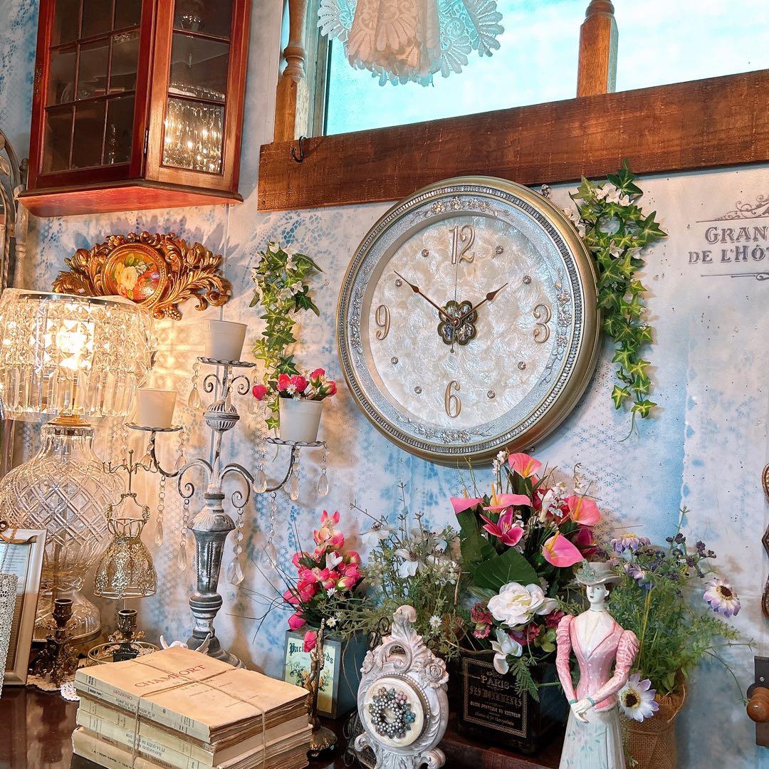 アンティーク雑貨 Victorian ウォールクロック カピスシェル 壁掛