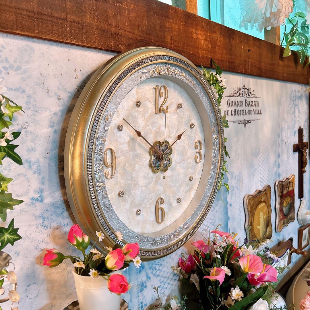 アンティーク雑貨 Victorian ウォールクロック カピスシェル 壁掛