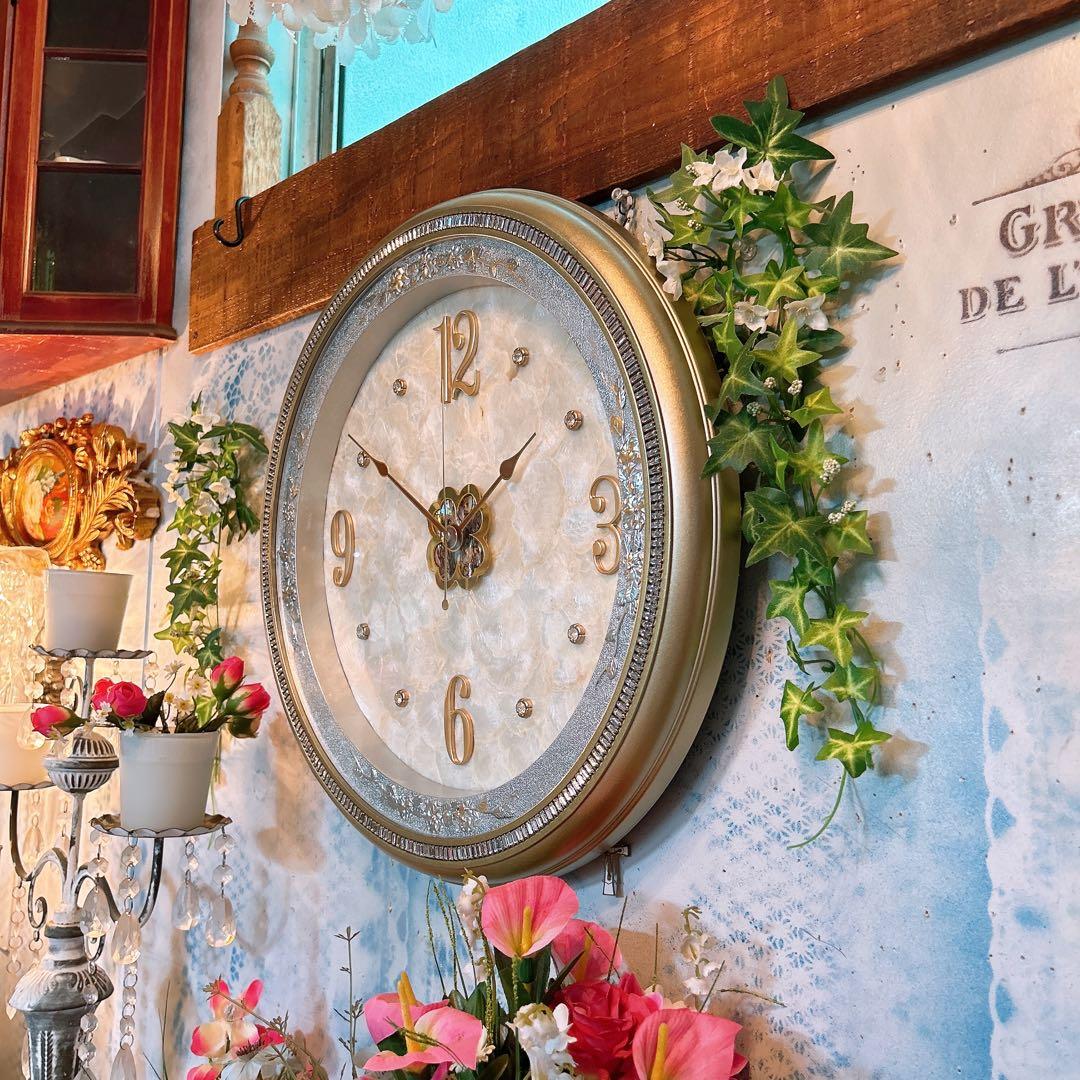 アンティーク雑貨 Victorian ウォールクロック カピスシェル 壁掛