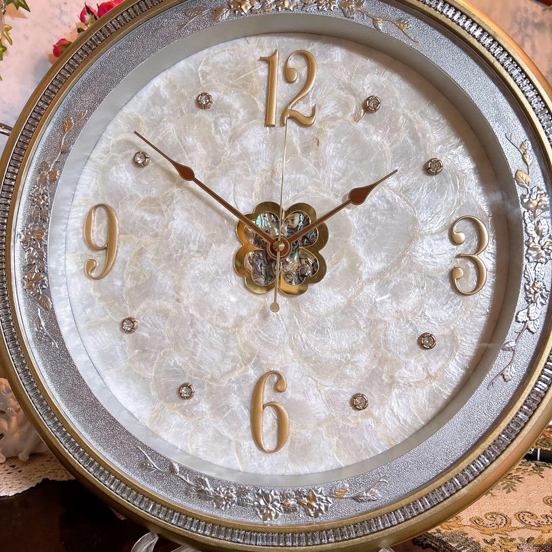 アンティーク雑貨 Victorian ウォールクロック カピスシェル 壁掛