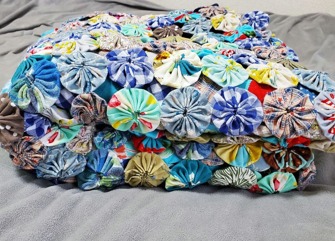 ヨーヨーキルト ラグ マルチカバー フリーカバー ブルー系