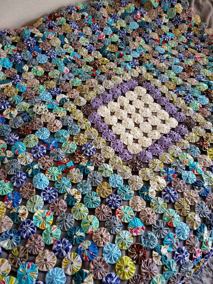 ヨーヨーキルト ラグ マルチカバー フリーカバー ブルー系