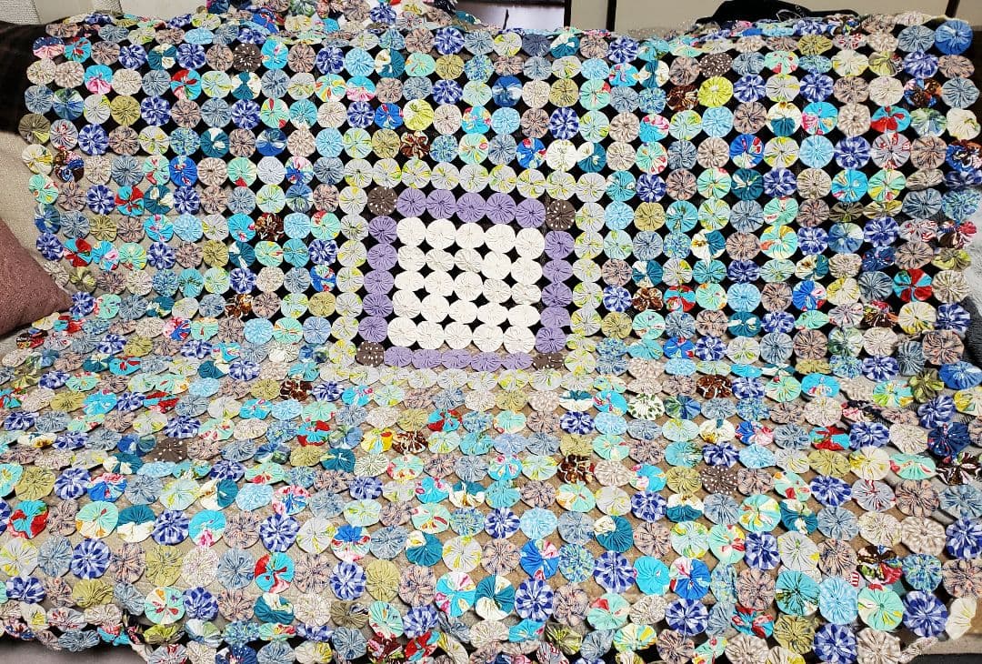 ヨーヨーキルト ラグ マルチカバー フリーカバー ブルー系