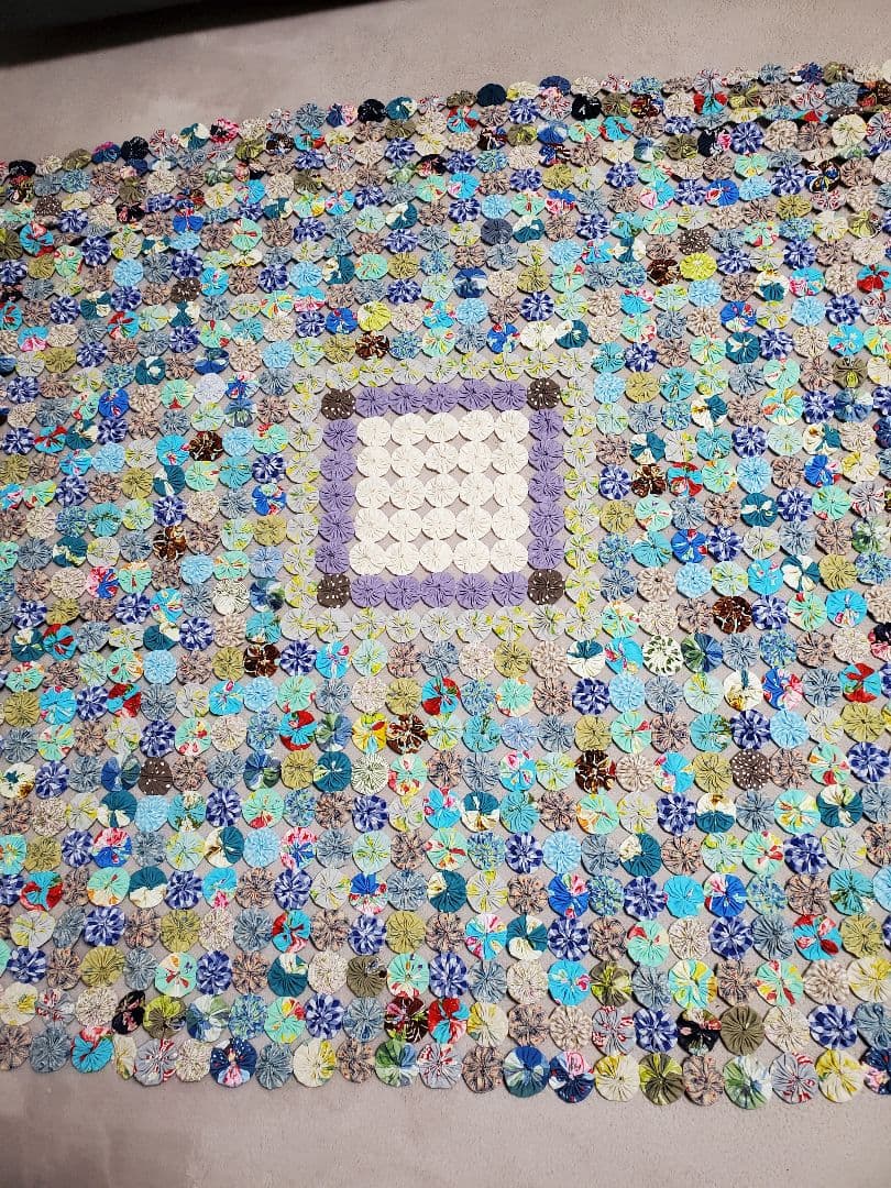 ヨーヨーキルト ラグ マルチカバー フリーカバー ブルー系