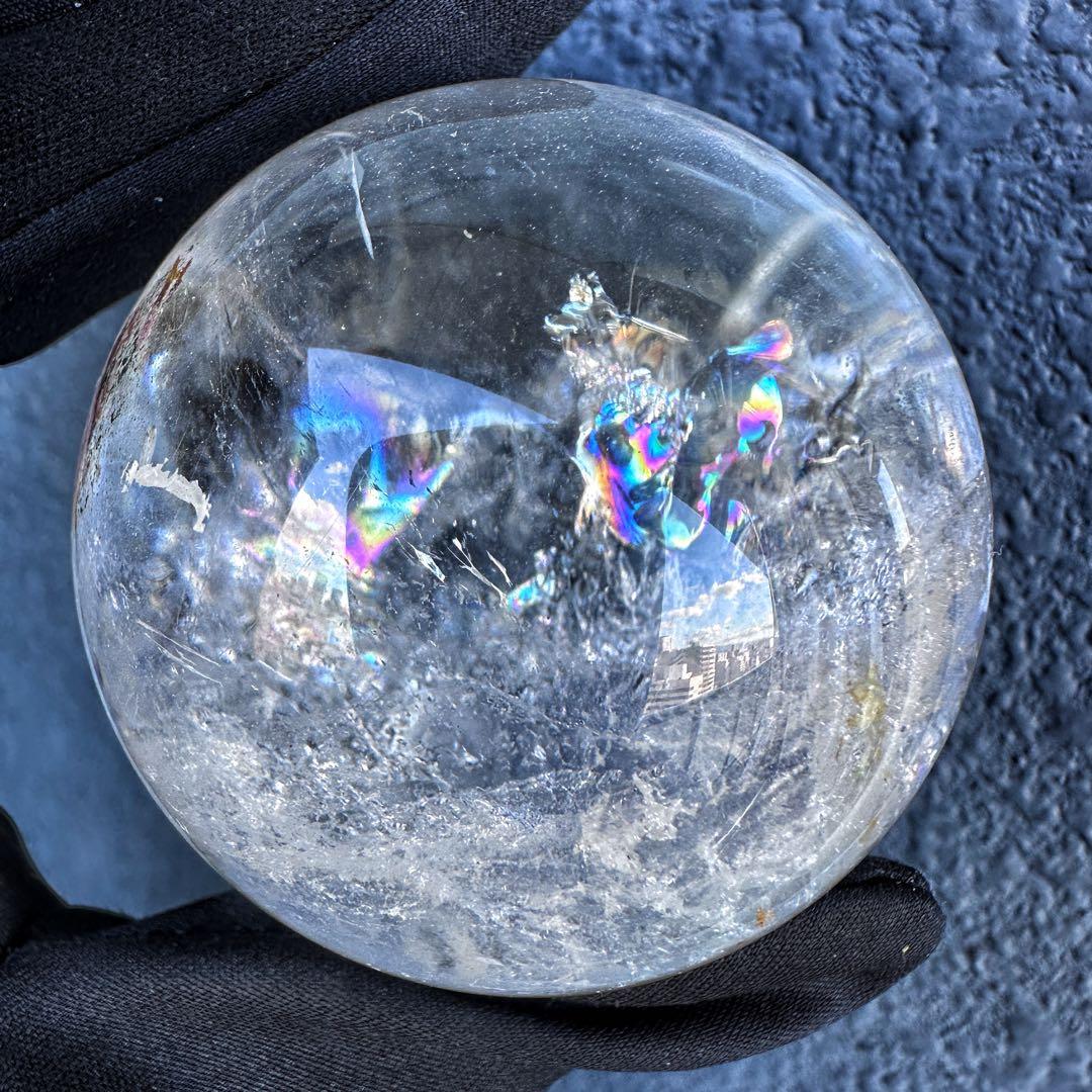 ヒマラヤ水晶☆ガーデンクォーツ共生 丸玉レインボー☆天然石☆パワー浄化A1310