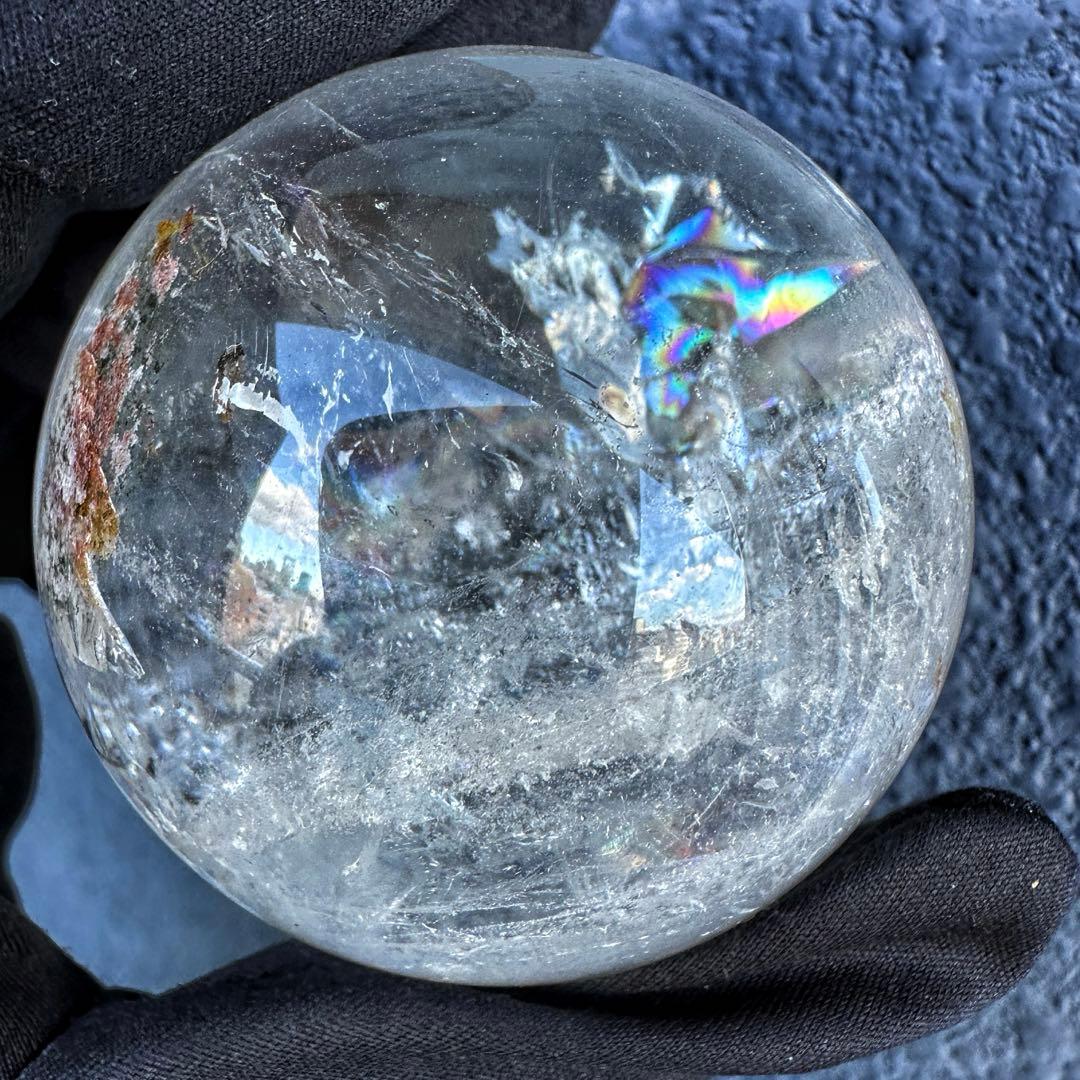 ヒマラヤ水晶☆ガーデンクォーツ共生 丸玉レインボー☆天然石☆パワー浄化A1310