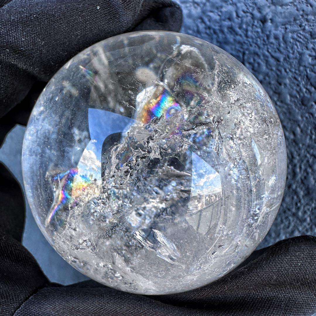 ヒマラヤ水晶☆ガーデンクォーツ共生 丸玉レインボー☆天然石☆パワー浄化A1310