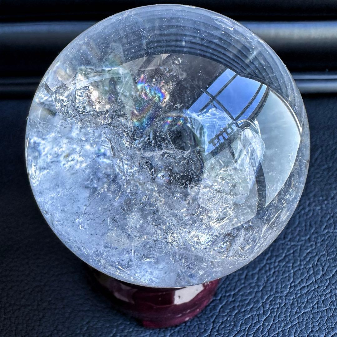 ヒマラヤ水晶☆ガーデンクォーツ共生 丸玉レインボー☆天然石☆パワー浄化A1310