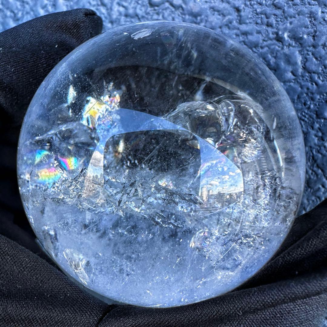 ヒマラヤ水晶☆ガーデンクォーツ共生 丸玉レインボー☆天然石☆パワー浄化A1310