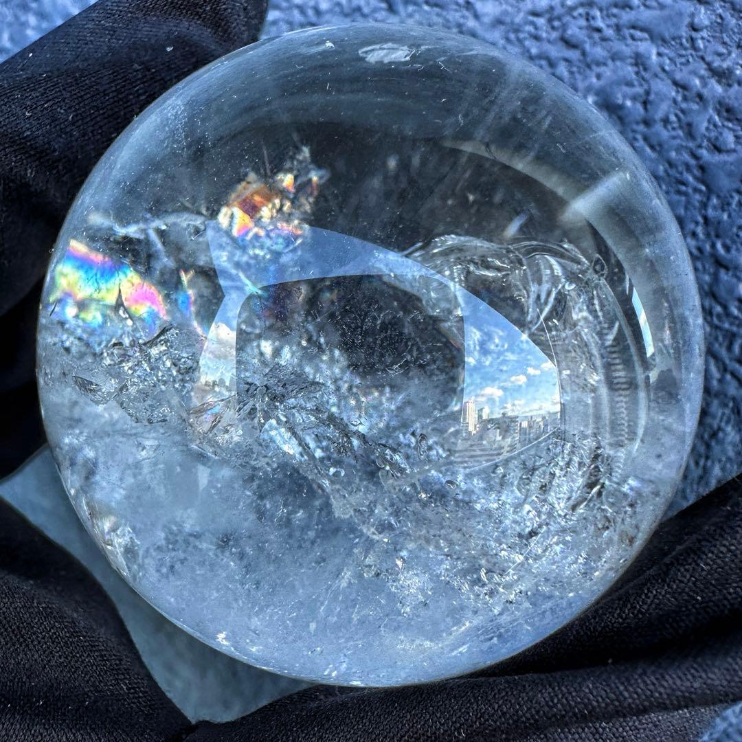 ヒマラヤ水晶☆ガーデンクォーツ共生 丸玉レインボー☆天然石☆パワー浄化A1310