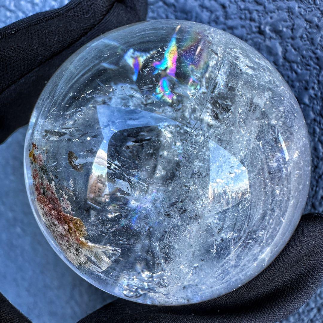 ヒマラヤ水晶☆ガーデンクォーツ共生 丸玉レインボー☆天然石☆パワー浄化A1310