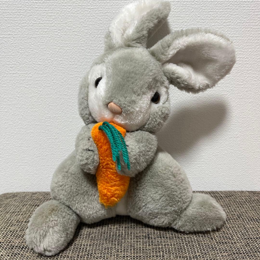 80年代 昭和レトロ うさぎ ぬいぐるみ にんじん 大きい BIG グレー