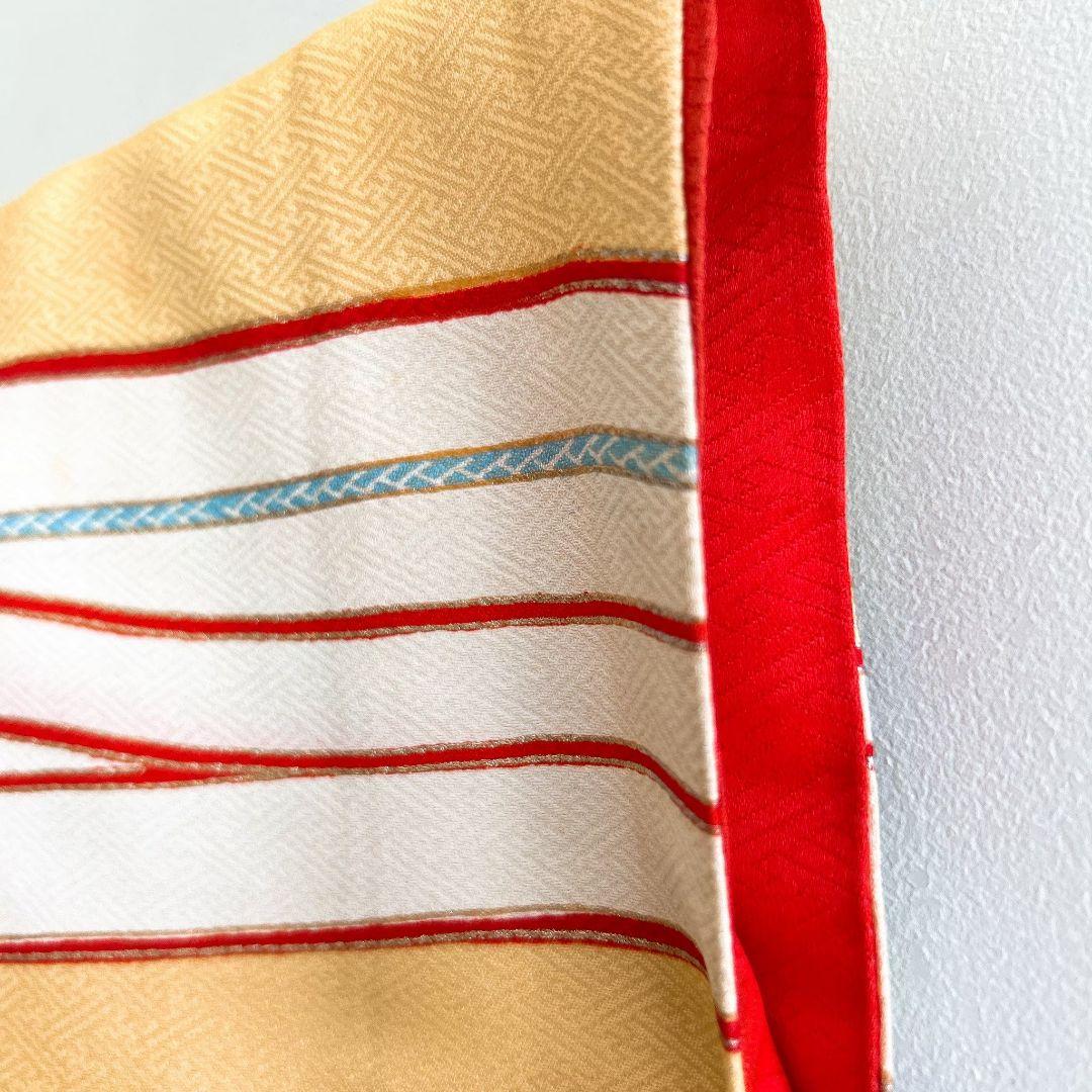 セット　七五三７歳女の子　着物＆作り帯＆袖なし長襦袢＆小物　クリーム色　花御所