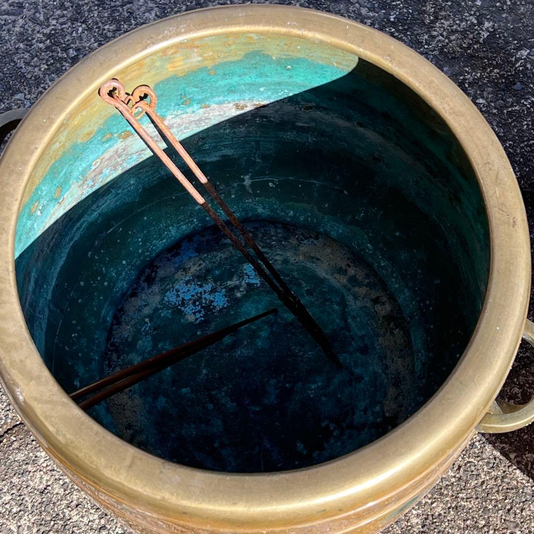 火鉢 アンティーク 手炙り 古道具 骨董 銅製 金属工芸 置物 昭和レトロ 双耳