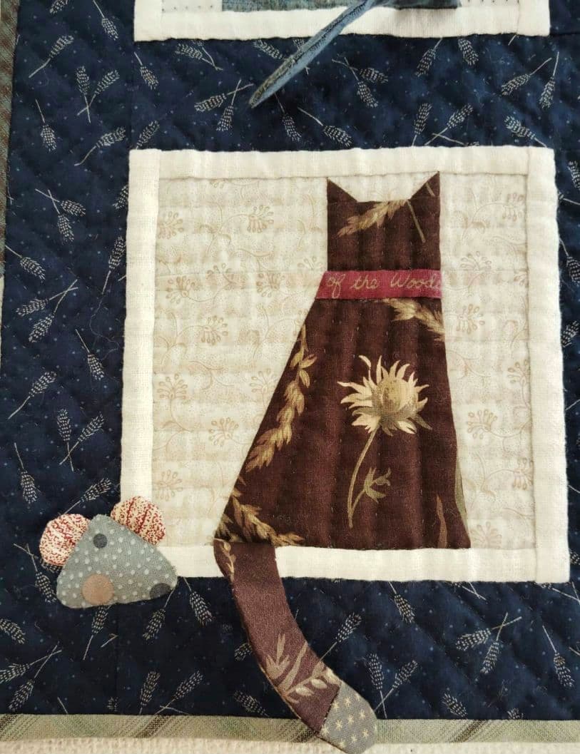 おしゃれなネコのタペストリー。 パッチワーク ハンドメイド テシゴト