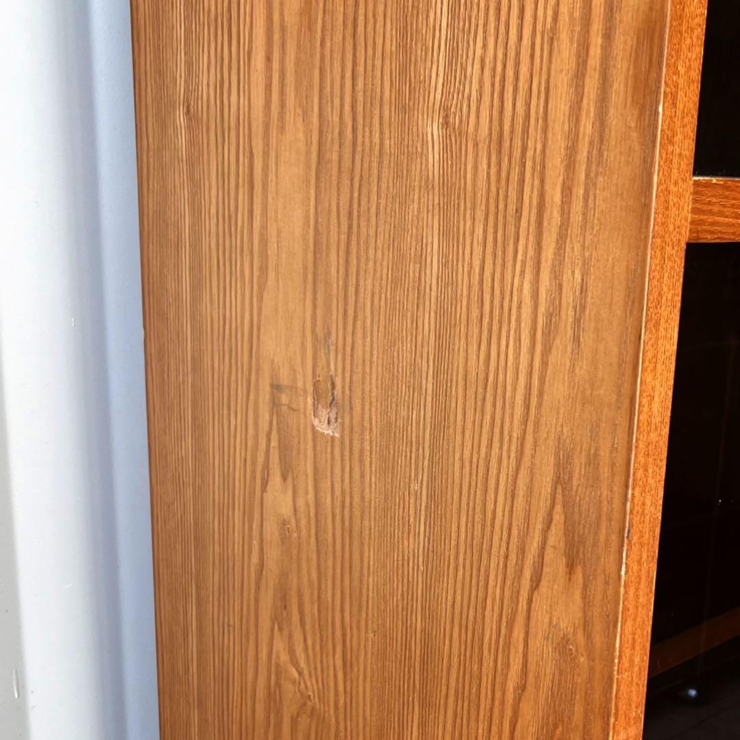 取付無料！フランフラン アコルド タモ材ブックシェルフ ブラックガラス戸付き本棚