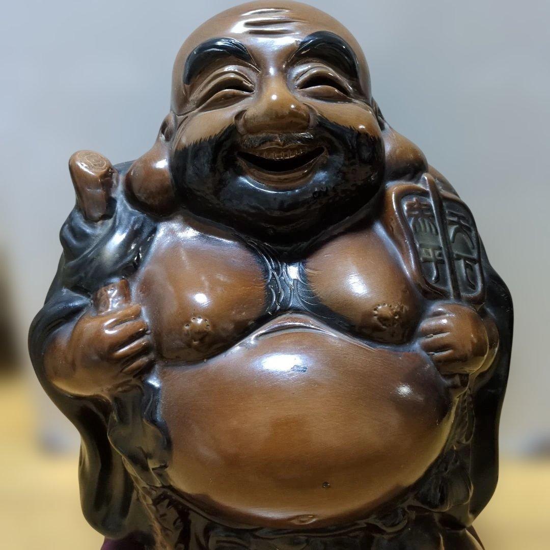 石膏と樹脂製　 布袋尊　貯金箱　 約37cm