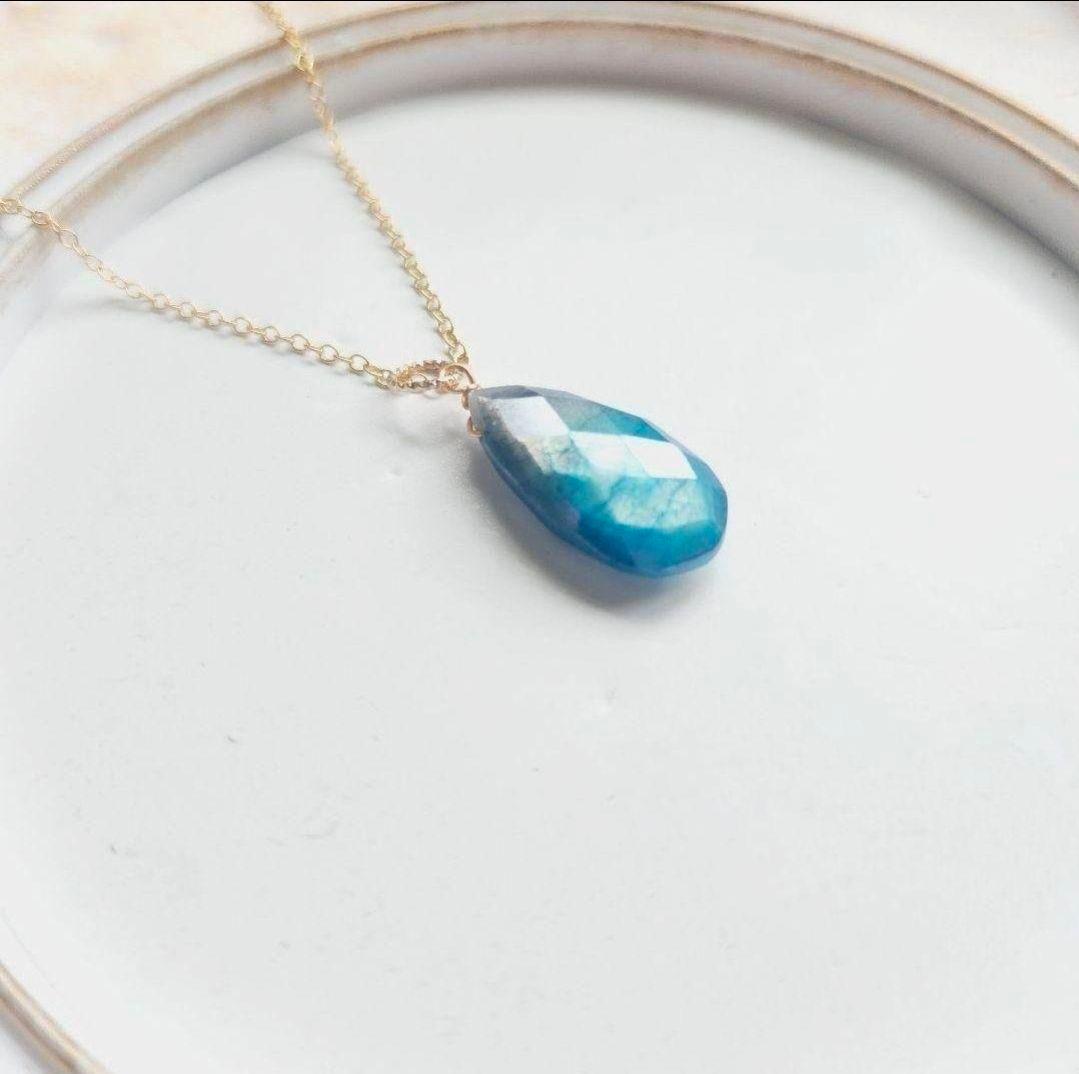 【再販14・受注制作】グレー×ブルー ムーンストーン の 雫 ペンダントトップ✩