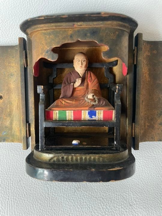 観音扉 木箱ケース入り 真言宗 開祖 弘法大師 空海 仏像 金銅独鈷杵 無し