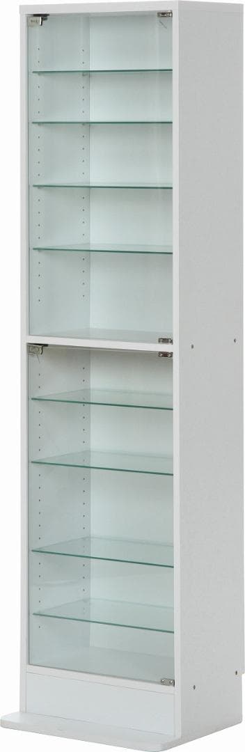 《新品・送料無料》ガラスコレクションケース ハイタイプ 浅型　ホワイト