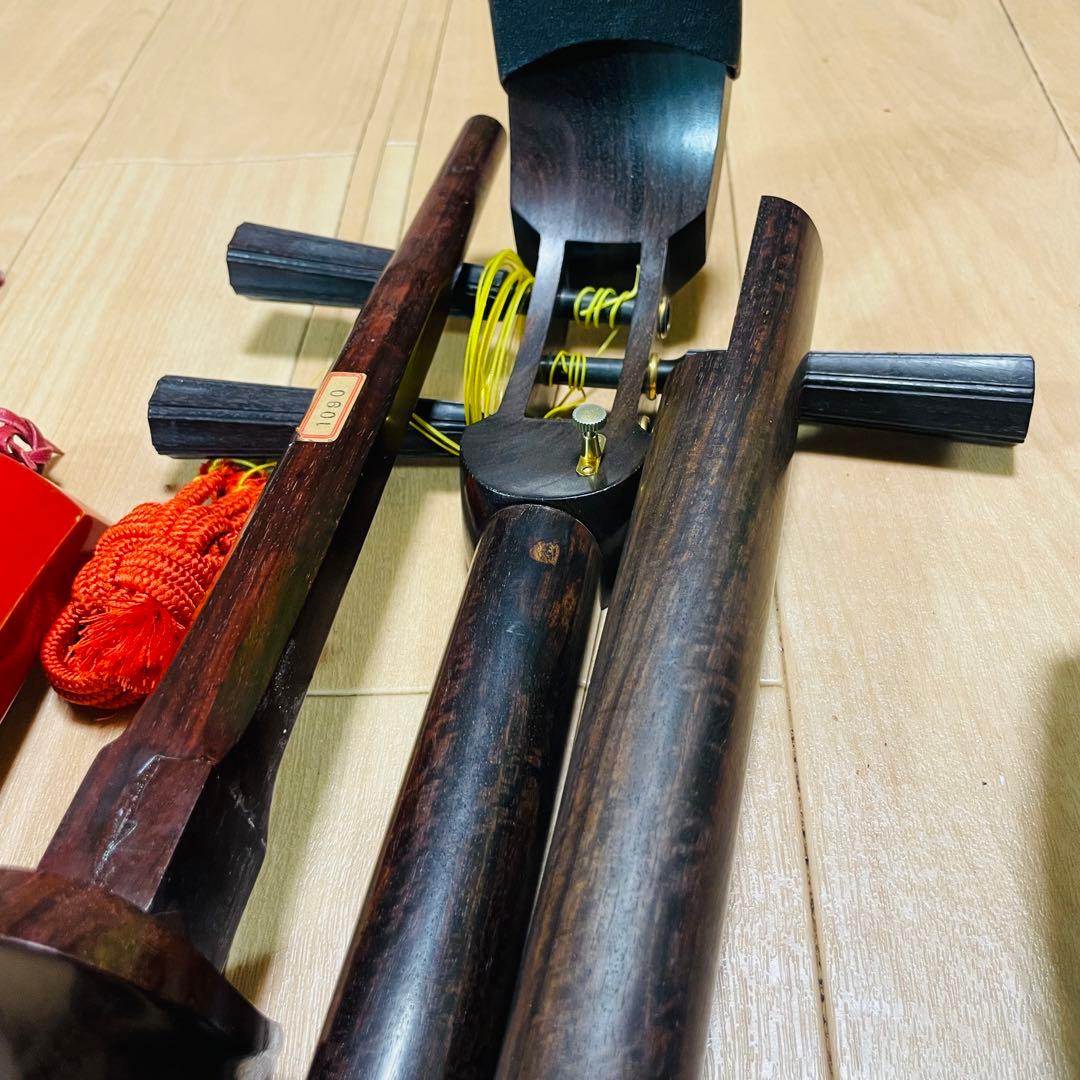 津軽三味線　紅木　金細　現状品