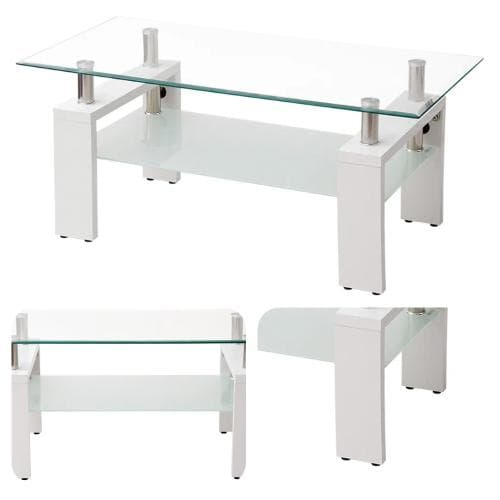 超人気！ガラステーブル コーヒーテーブル 幅88cm White