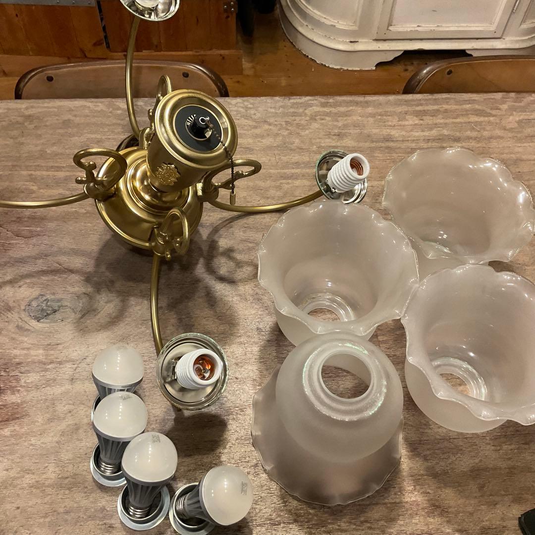 レトロ National ナショナル 松下電工 シャンデリア 4灯 天井照明