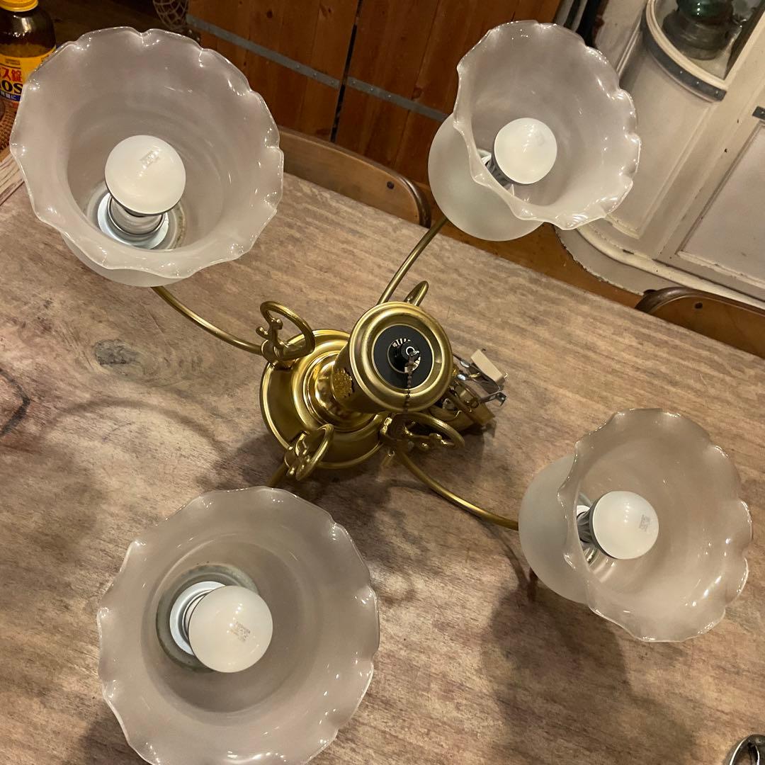 レトロ National ナショナル 松下電工 シャンデリア 4灯 天井照明