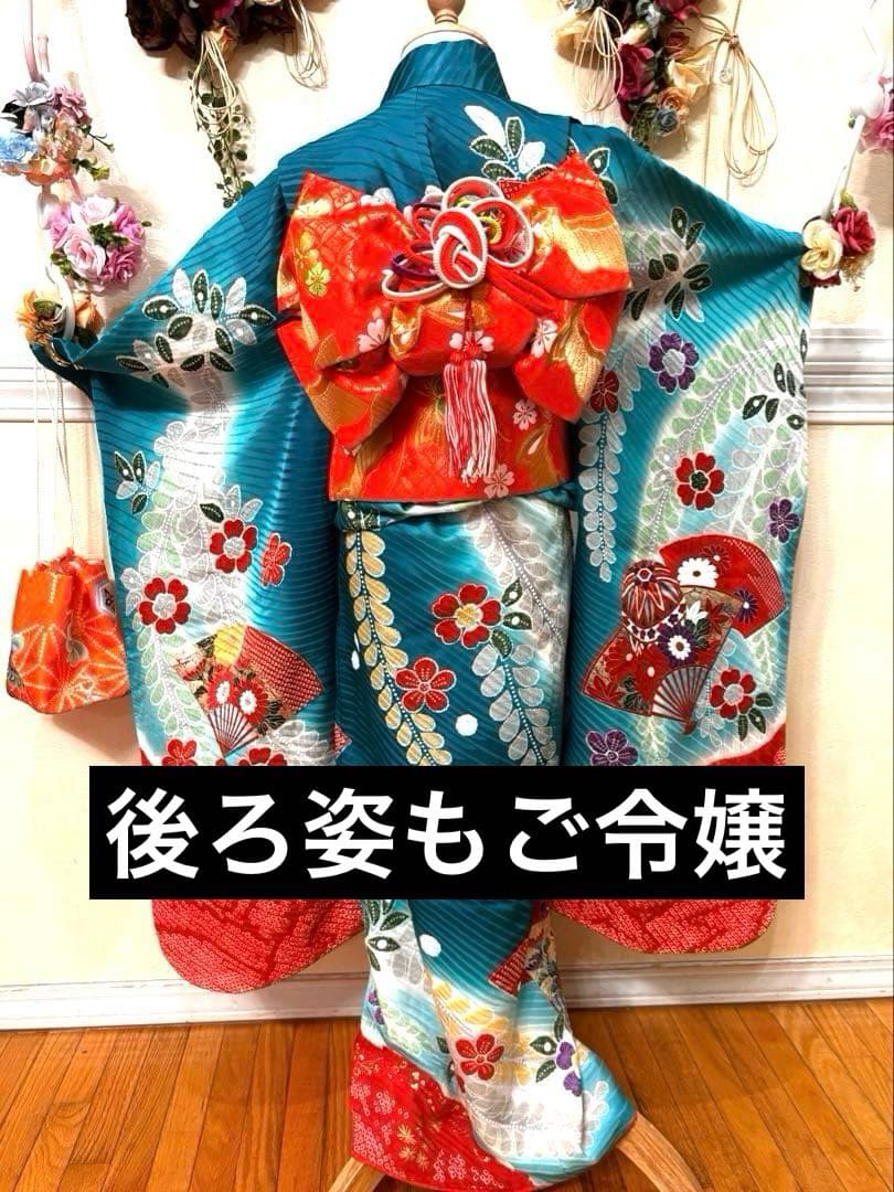 七五三七歳‼正絹豪華辻ヶ花風絢爛❤️手毬扇金彩金箔絞り煌びやか際立つ完全フルセット