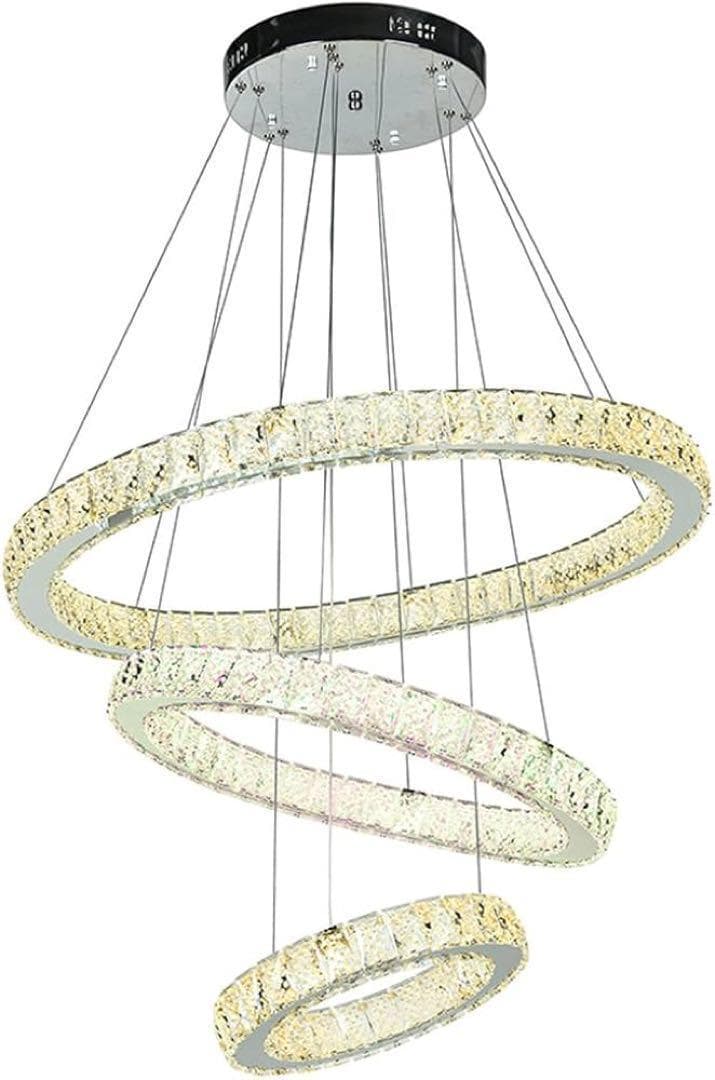新品✨VALLKIN 3連リング LED ペンダントライト 調光 クリスタル