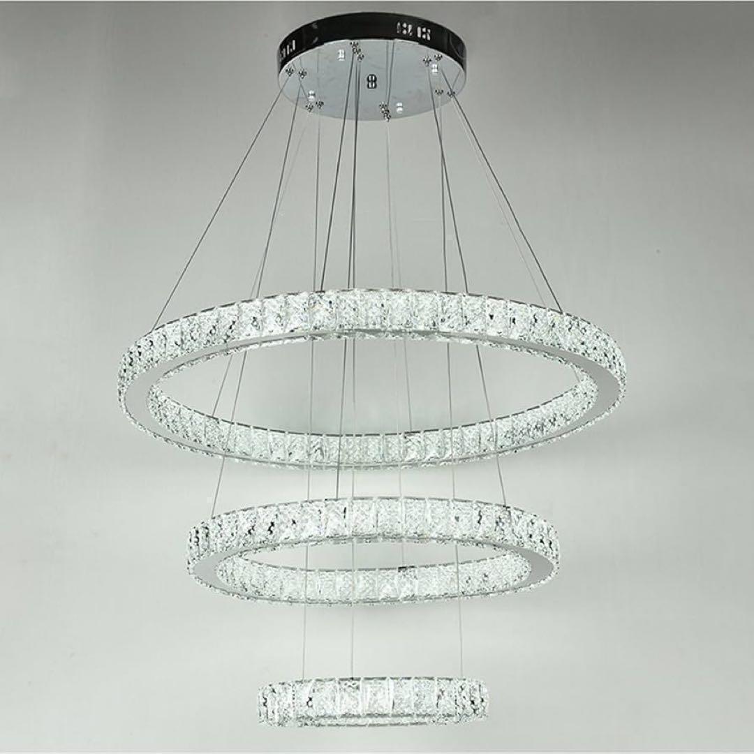 新品✨VALLKIN 3連リング LED ペンダントライト 調光 クリスタル