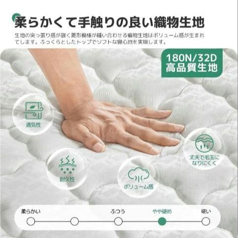 【極美品】Novilla セミダブルマットレス 180N 厚さ20cm 白