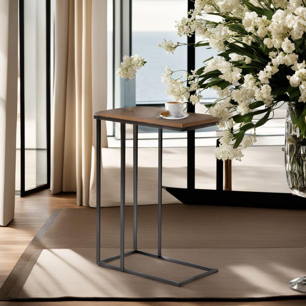 ナイト スリム サイドテーブル コの字型 シックなデザイン