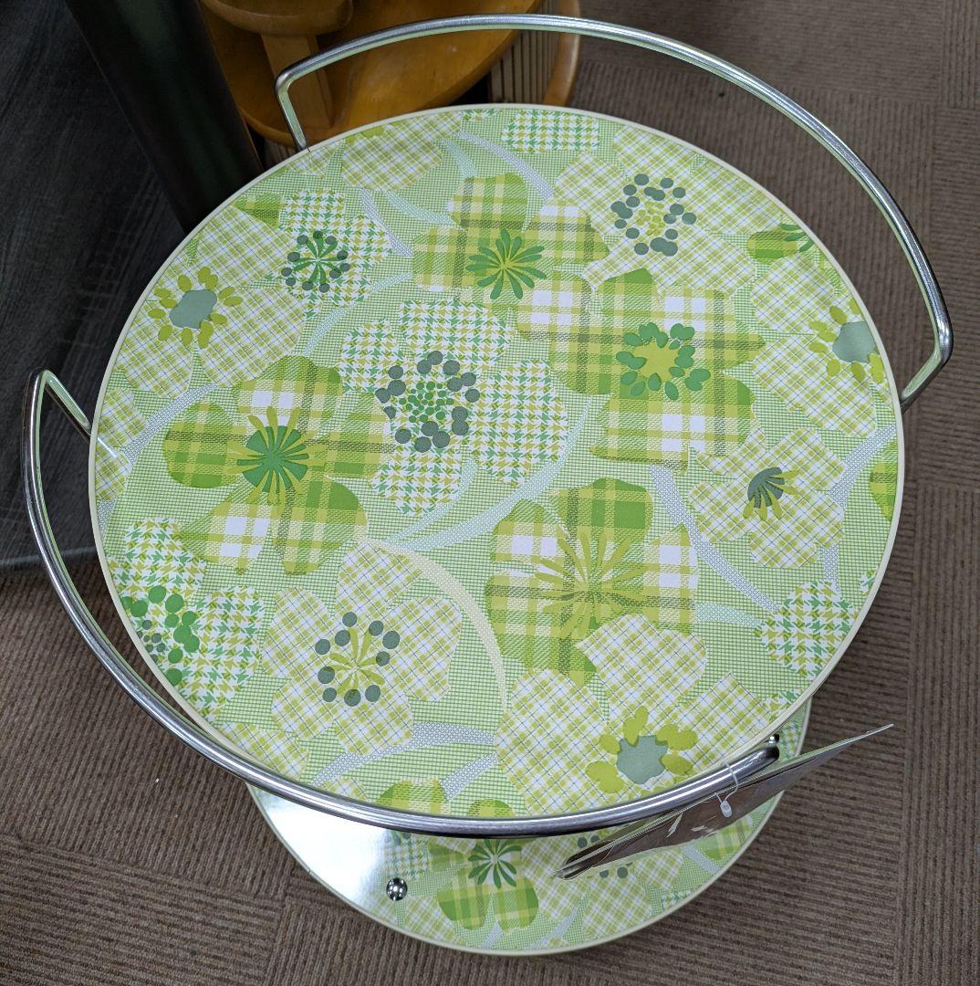 花柄 昭和レトロ レトロポップなキッチンワゴン サイドテーブル 緑 訳アリ