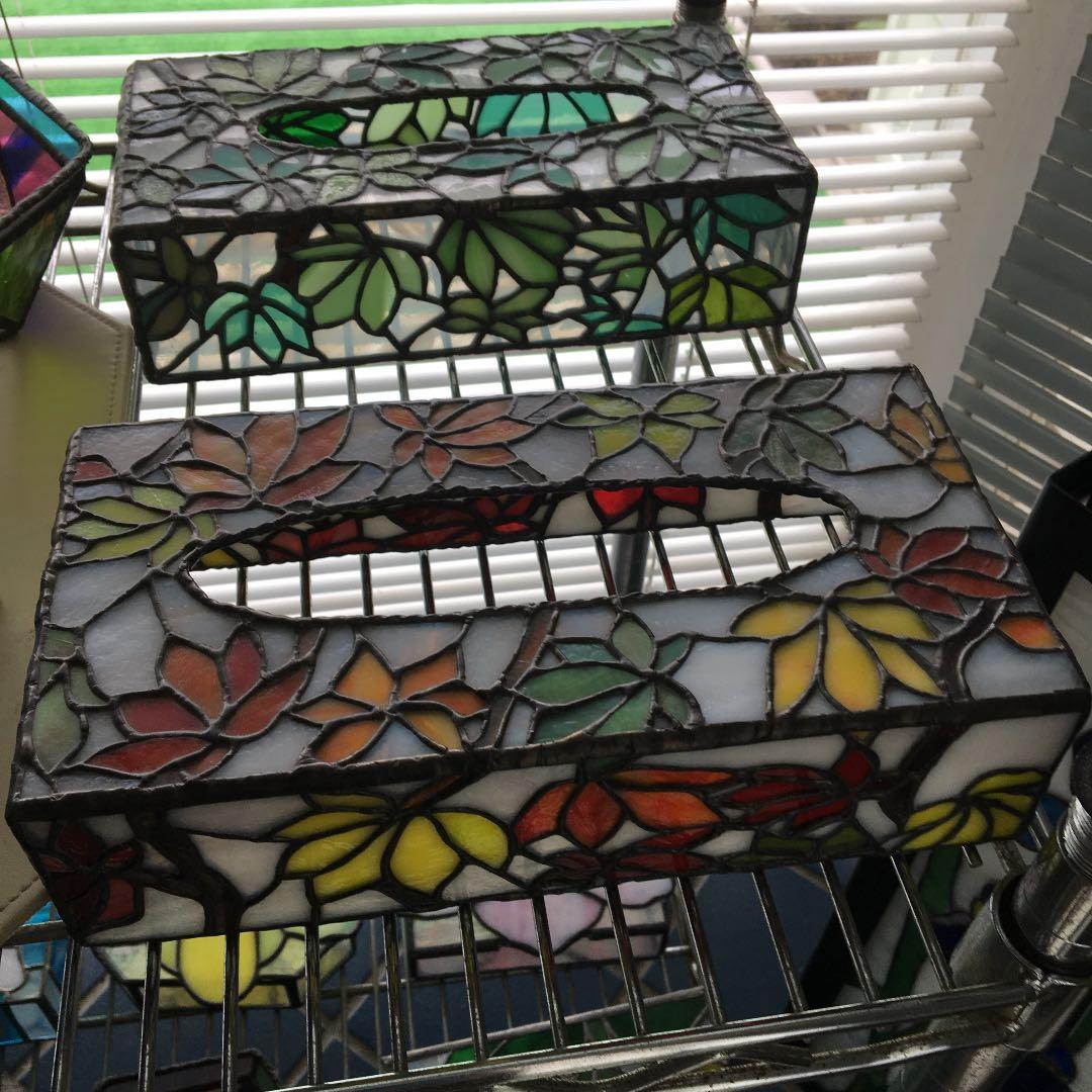 ステンドグラス底面ミラー花BOX