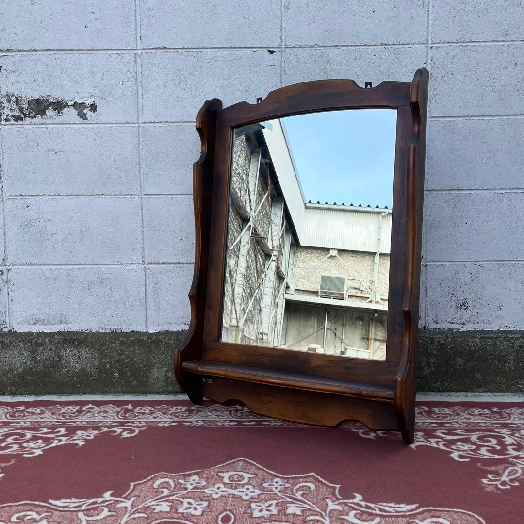 karimoku オールド カリモク◾️棚板付き 壁掛けミラー ウォールミラー 鏡