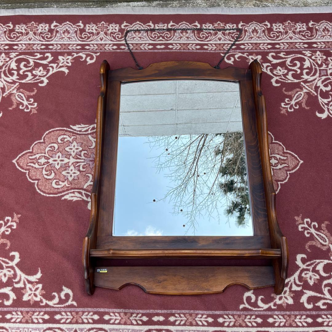 karimoku オールド カリモク◾️棚板付き 壁掛けミラー ウォールミラー 鏡