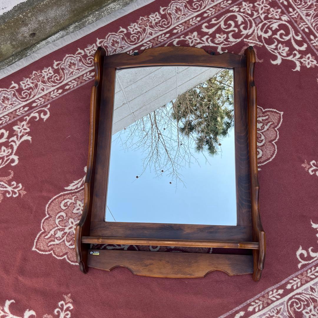 karimoku オールド カリモク◾️棚板付き 壁掛けミラー ウォールミラー 鏡