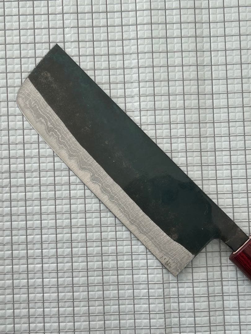 包丁 菜切包丁 ダマスカス 安来鋼青紙２号 165mm ワイン丸柄