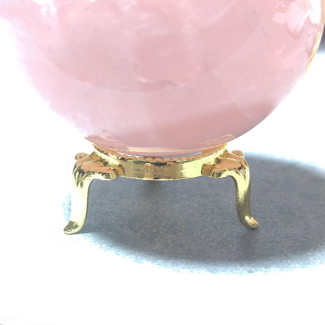 ローズクォーツ 丸玉 直径6.5cm 天然石 置物 ドラゴン台座 癒し - メルカリ