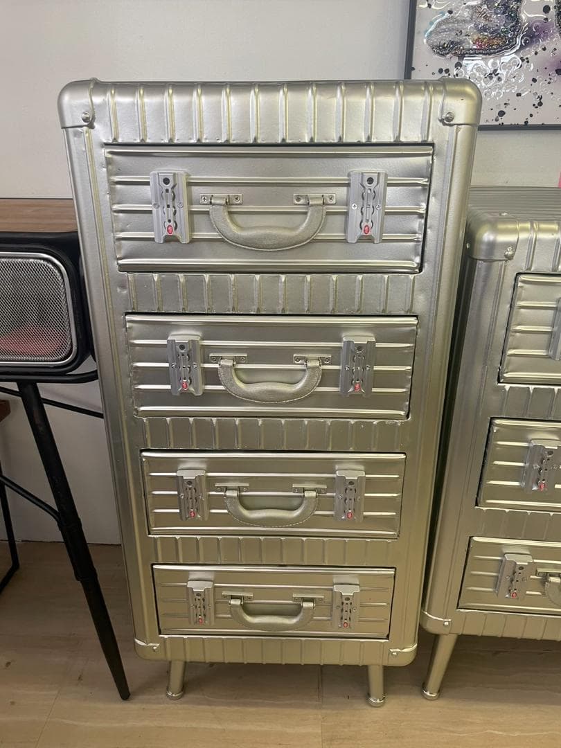 男前インテリア　4段チェスト　棚　インダストリアル　収納　引出し　スチール　鉄