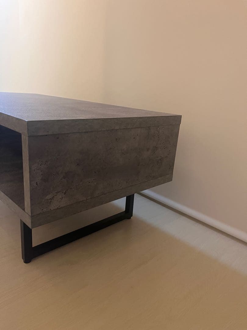 コンクリート調 ローテーブル グレー