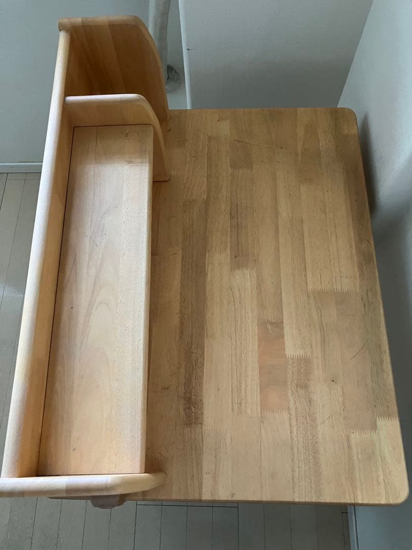 ナチュラルウッドデスク 上棚付き