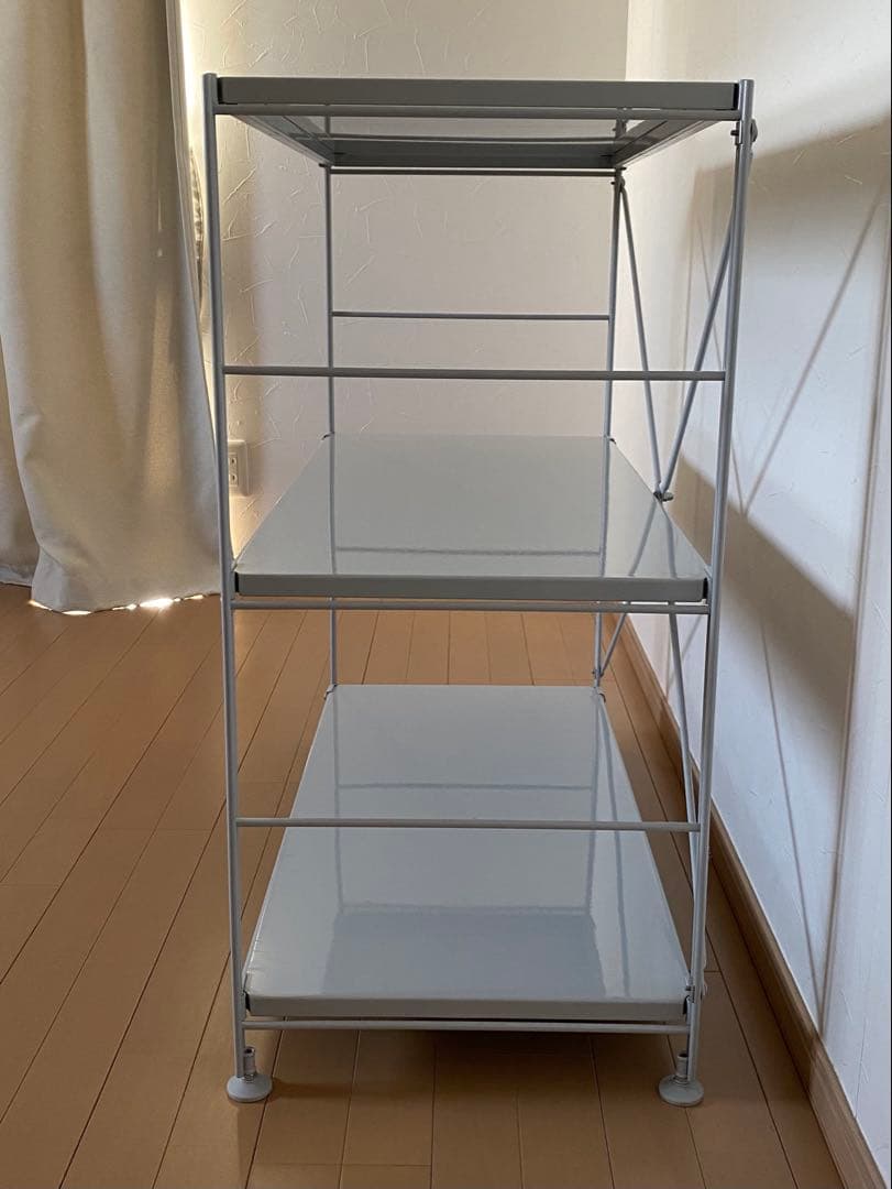 無印良品　スチールユニットシェルフ・スチール棚セット　ワイド　小　ライトグレー