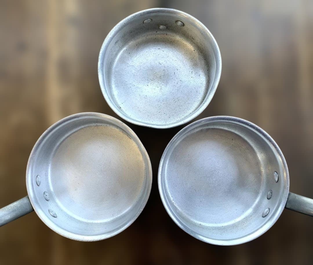 アカオアルミ DON 片手深型鍋 φ21㎝＋片手浅型鍋 φ15㎝×3点 計４点